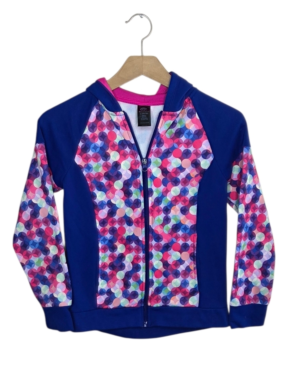 C9 by Champion Colorful Dot Print Zip Front Hoodie Jacket Girls Size Large 10-12